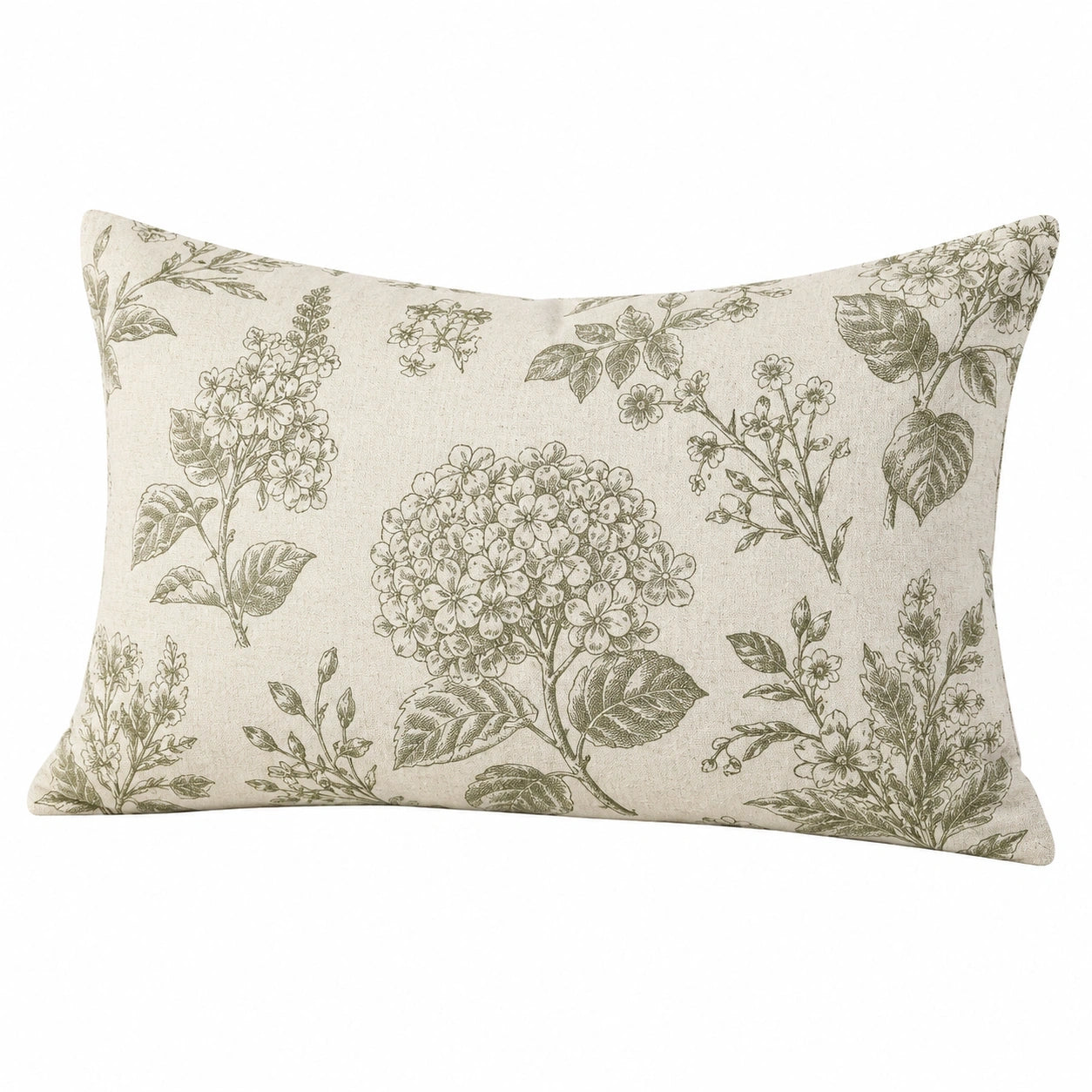 Coussin décoratif 50 x 35 cm textile beige à motifs floraux style botanique