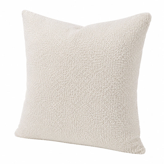 Coussin décoratif 45 x 45 cm en tissu bouclette écru pour canapé style contemporain