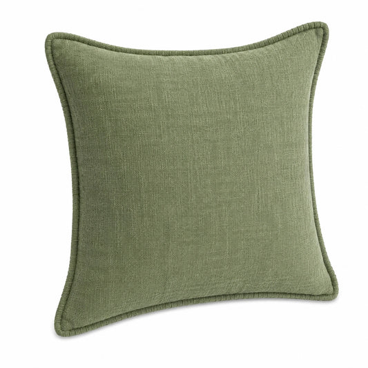 Coussin décoratif 45 x 45 cm textile vert sauge à bordure relief