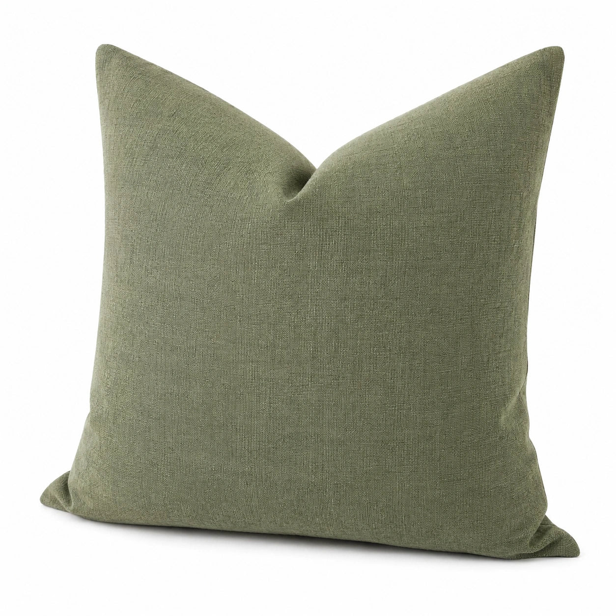 Coussin décoratif 50 x 50 cm en tissu vert olive style uni