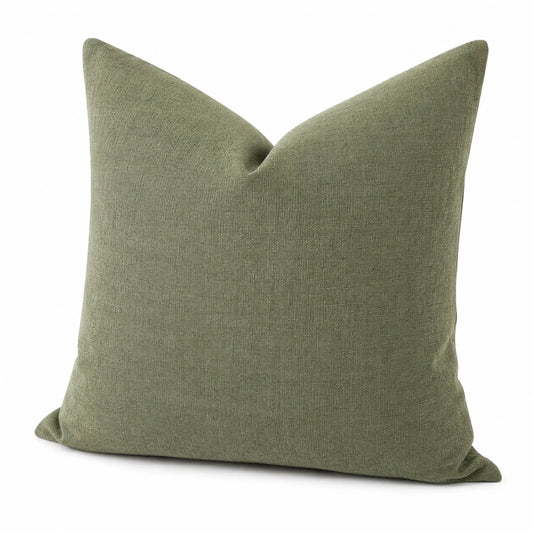 Coussin décoratif 50 x 50 cm en tissu vert olive style uni