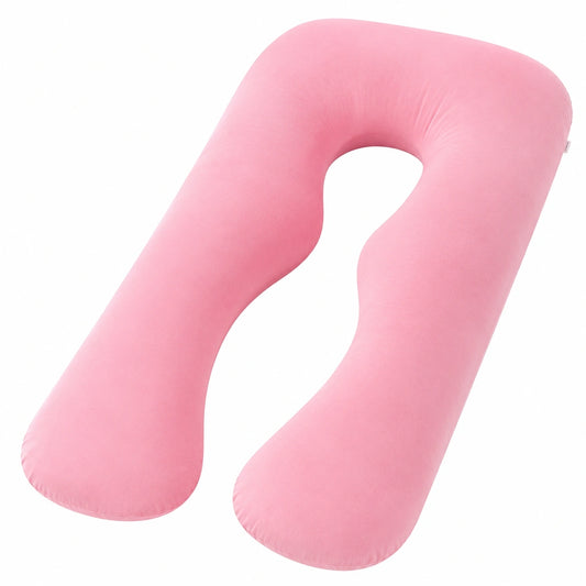 Coussin de grossesse en U 130 cm tissu rose soutien enveloppant