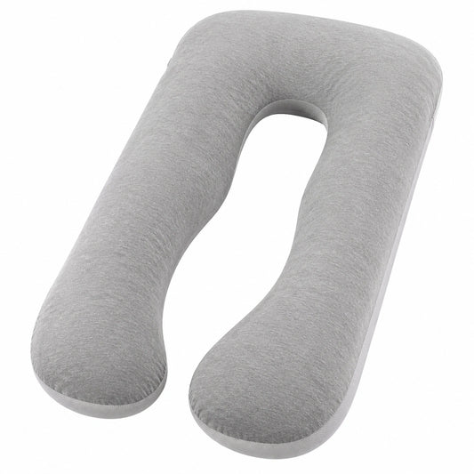 Coussin de grossesse en U 140 cm tissu gris soutien du corps