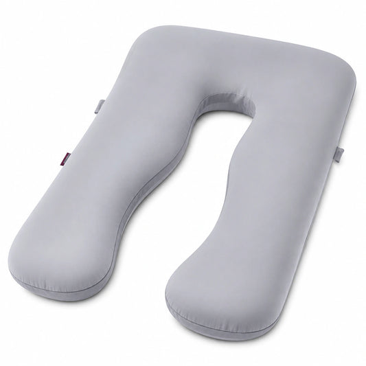Coussin de grossesse en U 140 cm gris en textile soutien intégral