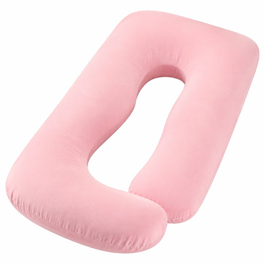 Coussin de grossesse en U 130 cm rose en tissu doux soutien enveloppant