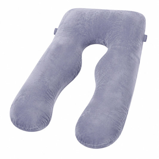 Coussin de grossesse en U 130 cm textile gris lavande soutien corporel
