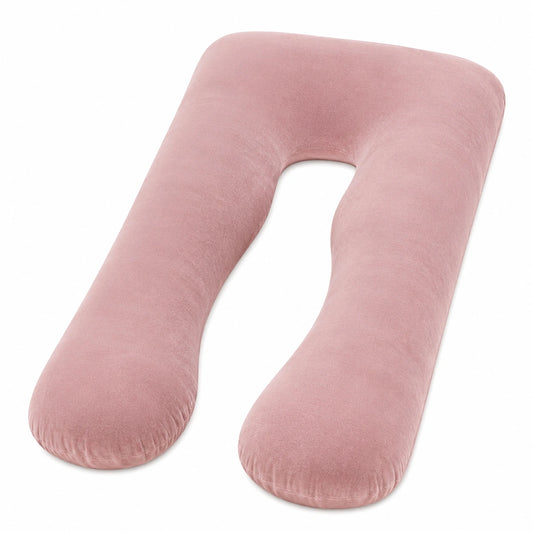 Coussin de grossesse en U 135 cm rose en polyester soutien intégral