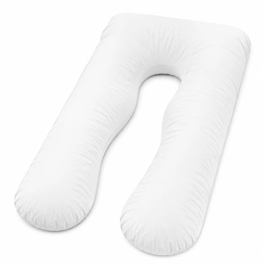 Coussin de grossesse en U 140 cm blanc en polyester soutien enveloppant