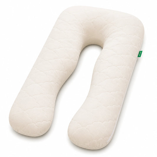 Coussin de grossesse en U 140 cm beige matelassé soutien du corps