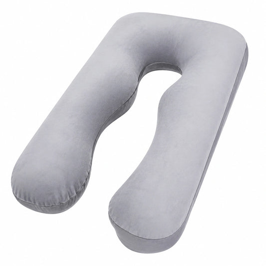 Coussin de grossesse en U 140 cm velours gris soutien intégral
