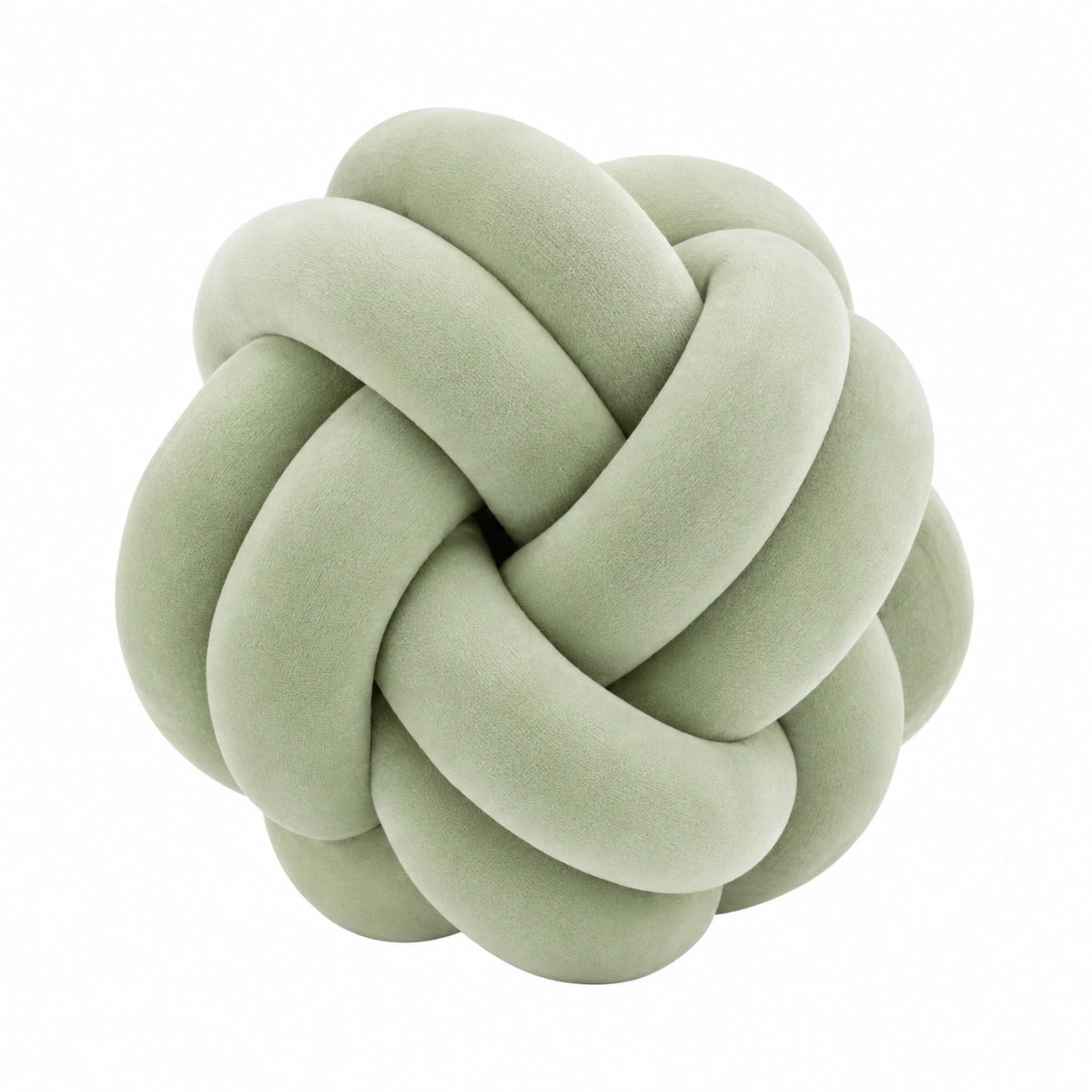 Coussin décoratif noué 30 cm textile vert sauge doux