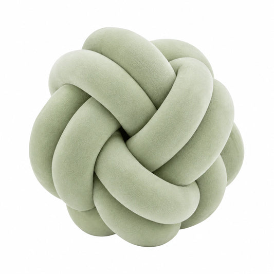 Coussin décoratif noué 30 cm textile vert sauge doux