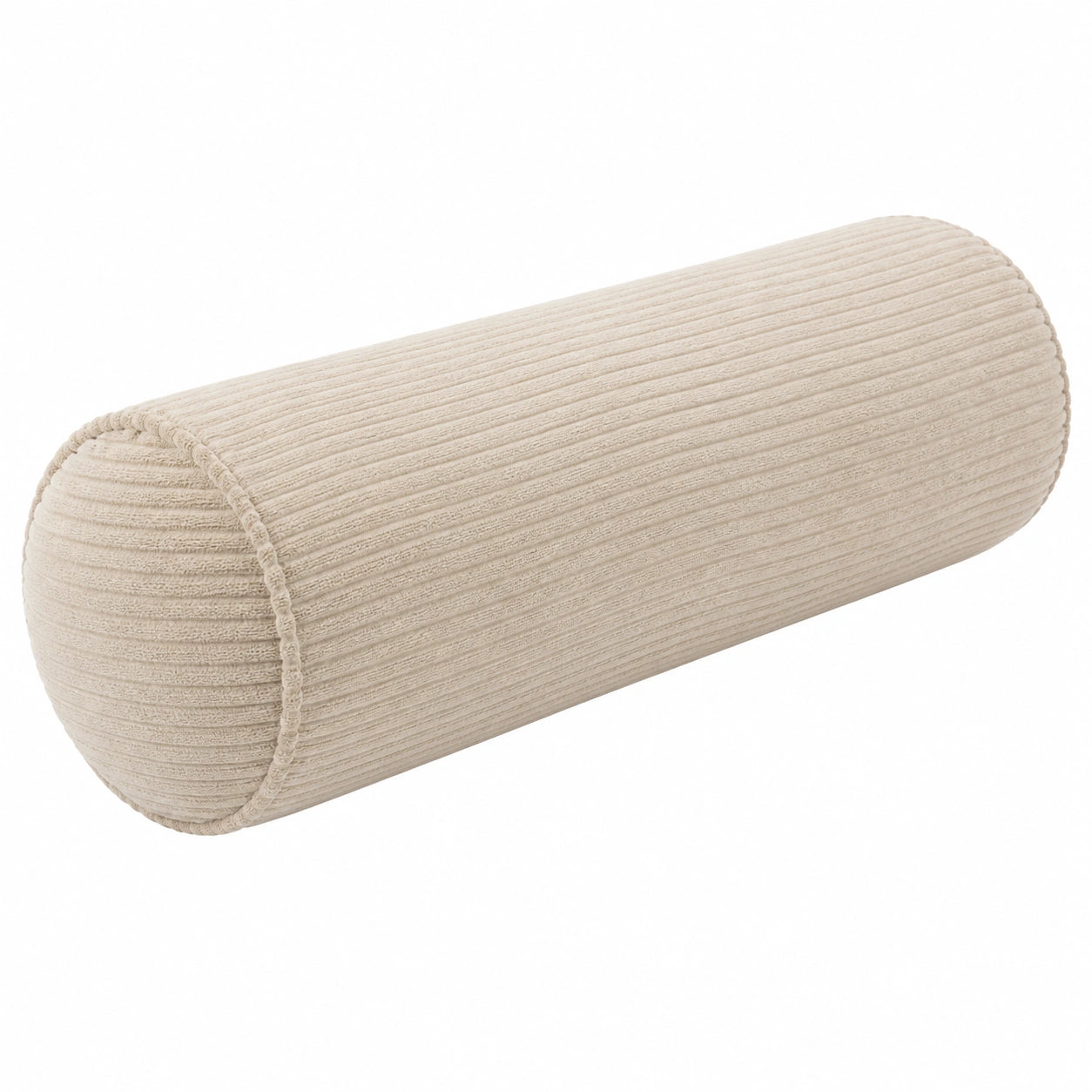 Coussin traversin 20 x 60 cm en velours côtelé beige pour canapé style contemporain