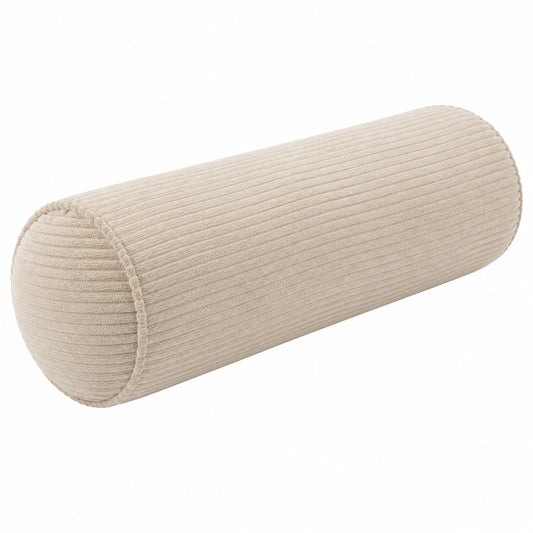 Coussin traversin 20 x 60 cm en velours côtelé beige pour canapé style contemporain