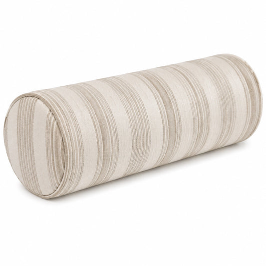 Coussin traversin 20 x 50 cm en tissu beige rayé décoratif