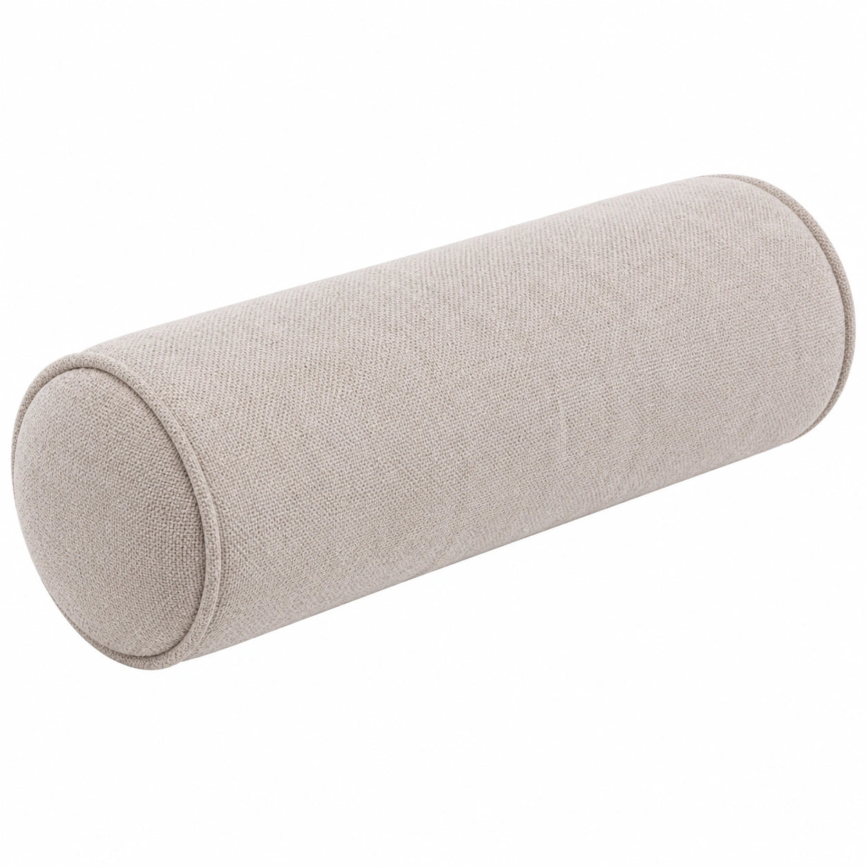 Coussin traversin cylindrique 15 x 45 cm en tissu beige pour soutien décoratif